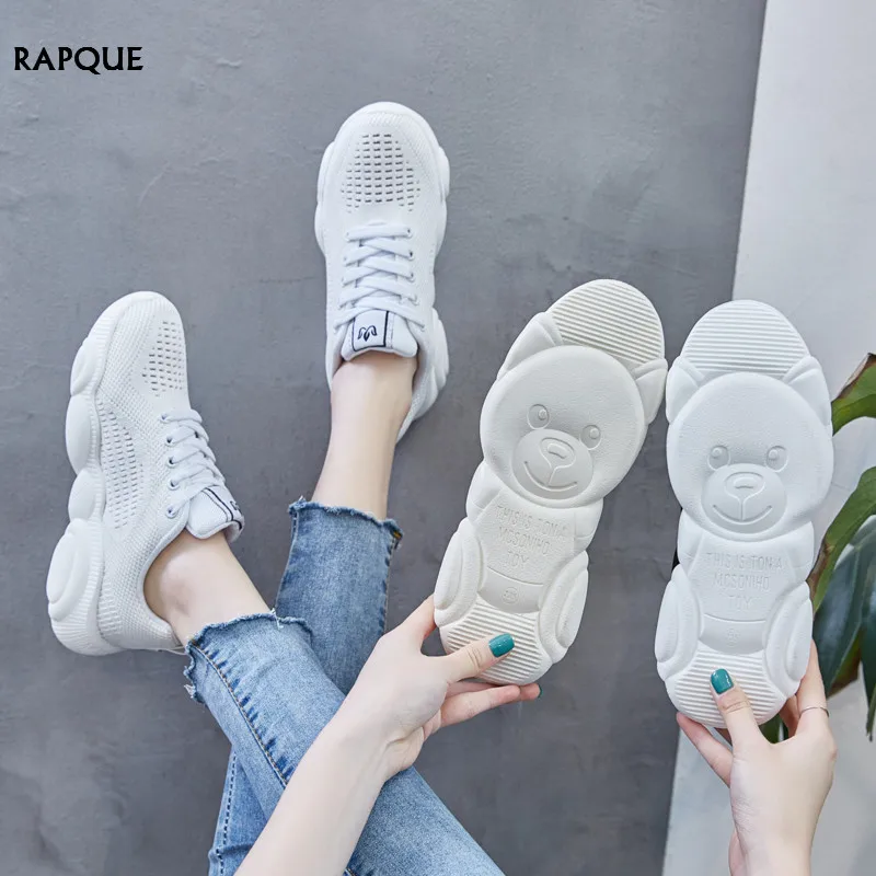 

Fashion casual shoes women female Little Bear sole mesh breathable sneakers women walking shoes woman lightweight white black