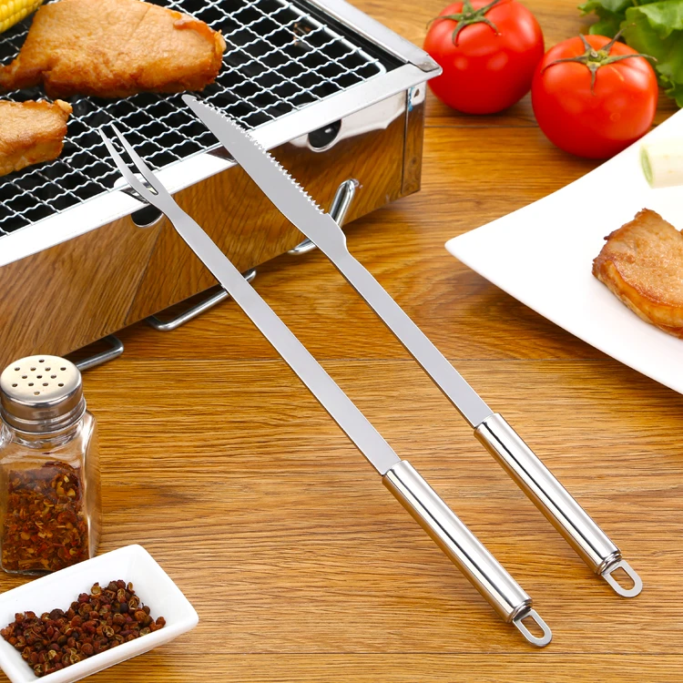 Новый Кухонный Нож для барбекю и стейка 2 шт. вилка мяса длинная ручка вилки