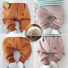 Lemonmiyu/Детские теплые штаны; унисекс; плотные эластичные штаны-шаровары для новорожденных; бархатные хлопковые леггинсы с рисунком для маленьких девочек