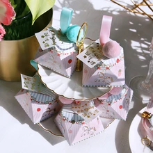 New Pink/Bule Diamond Shape Baby Shower Hobbyhorse Candy Box Chocolate Packing Bags Paper Gift Boxes Party Supplies Christening