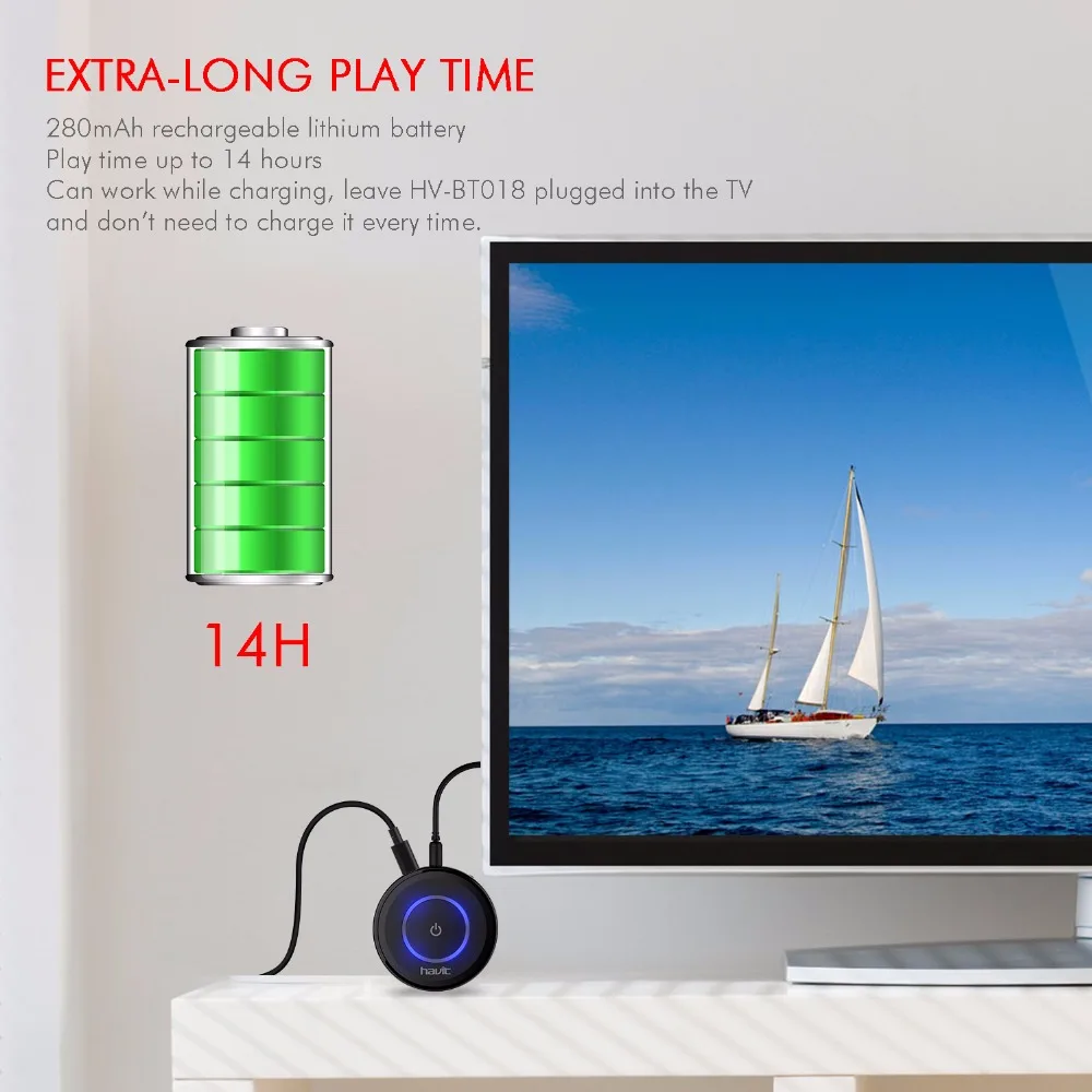 HAVIT 2-в-1 3,5 мм Bluetooth адаптер аудио передатчик и приемник aptX мини Беспроводной Портативный bluetooth-устройство HV-BT018