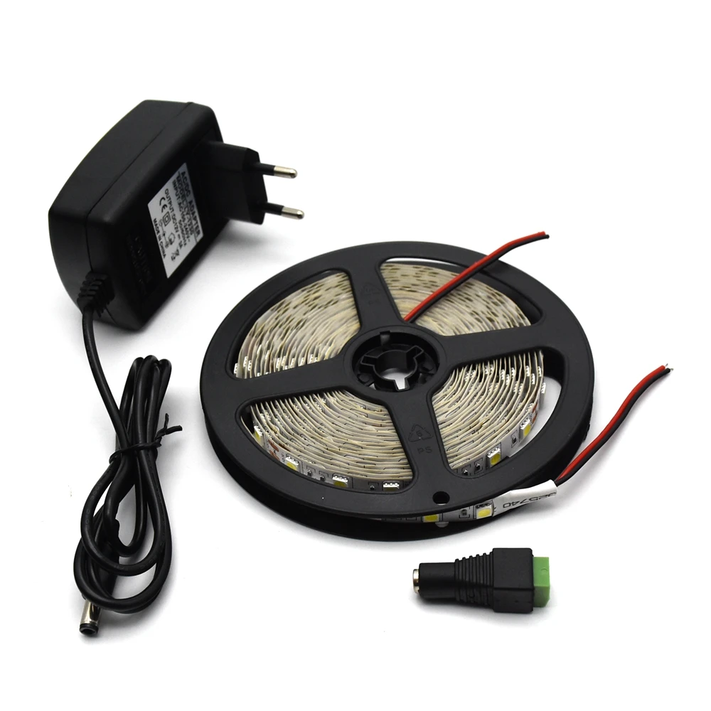 

DC12V Waterproof LED Strip 5050 SMD 60Led/m Flexible Led Light White, Warm white, Red, Green, Blue, RGB Tape Ribbon with Adapter