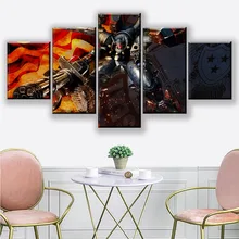 5 Piece Wall Art Paintings Metal Wolf Chaos XD Video Game Poster Wall Sticker Canvas Paintings GUNDAM HD Picture Game Poster wall art wolf howl print canvas paintings