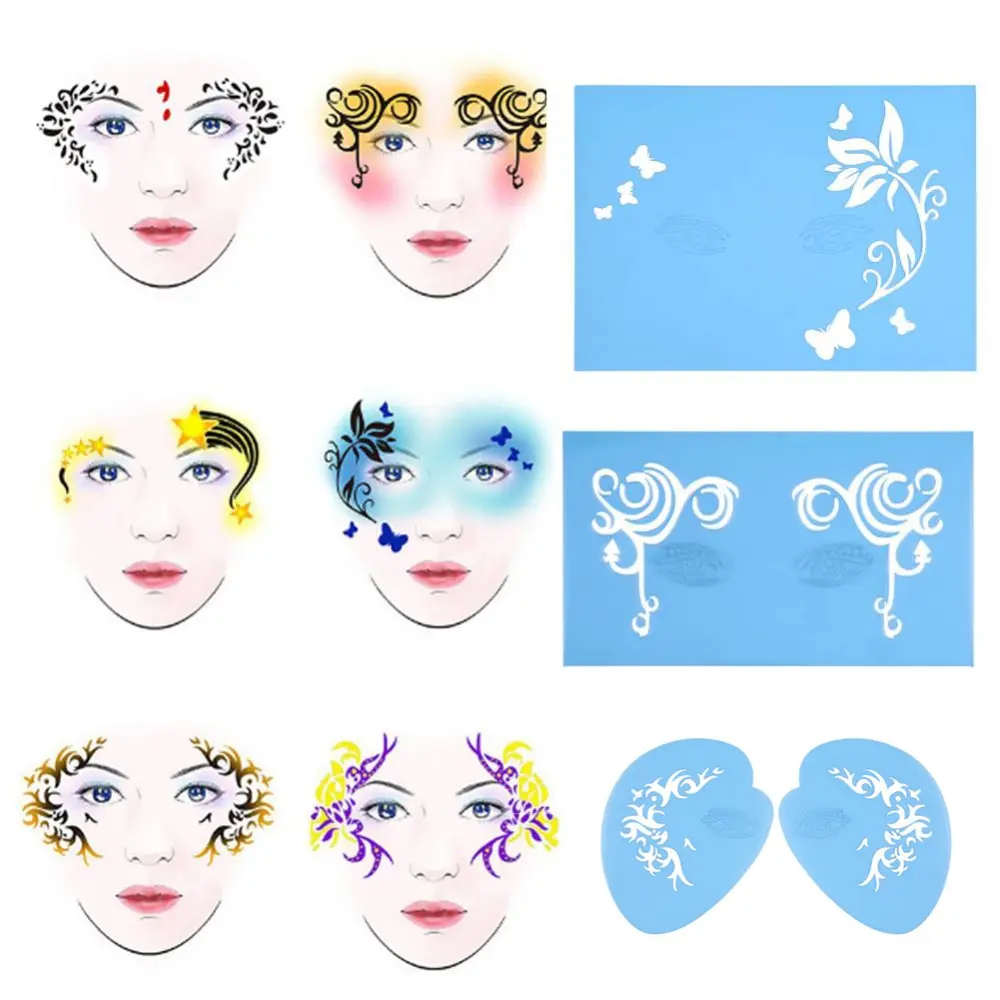 7styles set reusable face paint stencil body painting template