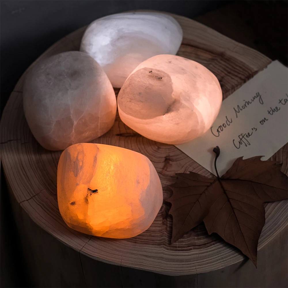 

Pebble night light lamp ore handmade USB charging bedroom bedside pat Rechargeable battery Irregular dropshipping