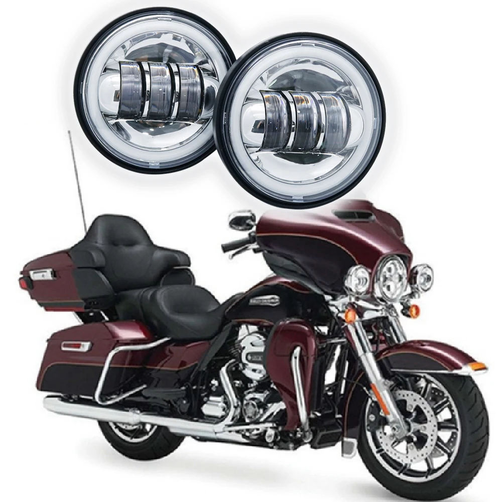 2PCS Chrome  Black 4.5 Inch LED Passing Light Spot Driving Lamp LED Fog Lights for Harley Davidson Motorcycles 4.5 Lights (70)