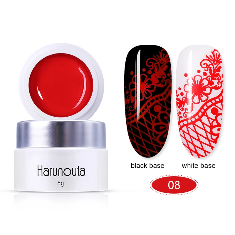 Harunouta 5 г штамповка Гель-лак для ногтей красный розовый Золотой смешанные цвета замочить от дизайна ногтей гель для штамповки ногтей пластины