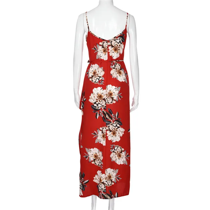 Fashion summer dress 2018 beach dress Women Sleeveless Printing A Line Casual Dress Ankle-Length Floral Dress vestido Y24#N (8)