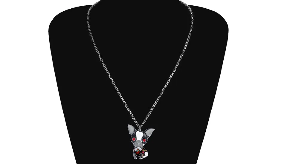 Bonsny стилистика Эмаль сплав собака породы чихуахуа чокер подвеска цепь Воротник модные ювелирные изделия ожерелье для женщин девушки подарок украшение
