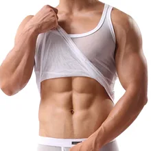 Модные сексуальные прозрачные сетчатые мужские майки, вечерние майки, майки, мужское нижнее белье, нижнее белье