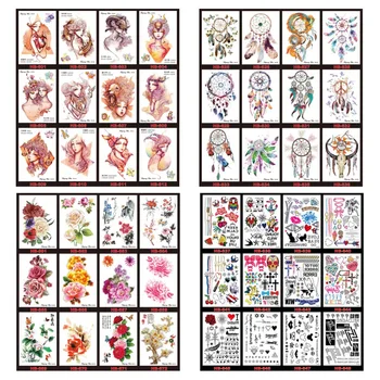 

12 PCS/ lot Colorful Drawing Waterproof Temporary Tattoo Body Art Tatoo Women Men Henna Flower Owl Design Tattoo Stickers