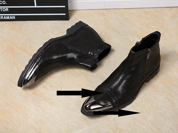 EUR46 Большой размер мода прохладный черный Молнии из натуральной кожи мужские сапоги Острым Носом человек туфли