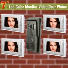 7 pulgadas de monitor de video de la puerta de intercomunicación teléfono timbre del intercomunicador 1 Monitor de la cámara 4 villa de vídeo timbre de la puerta de intercomunicación de vídeo de color vídeo