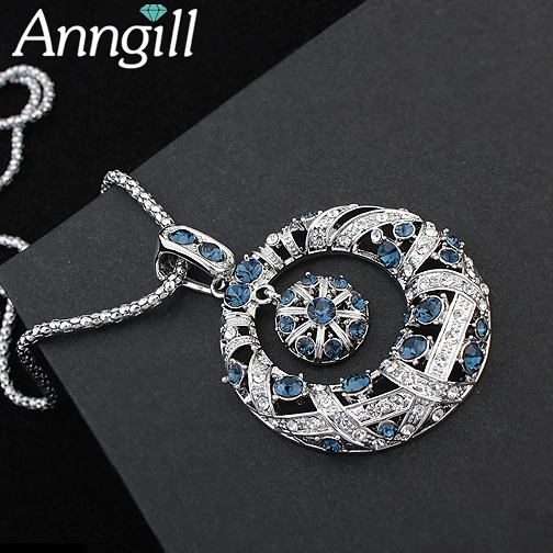 

Luxury Vintage Austrian Crystal Pendant Long Necklace For Women Snake Chain Statement Necklace Bijoux High Quality
