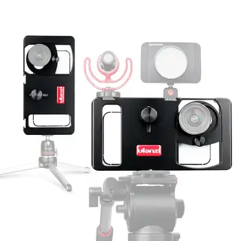 

Ulanzi U-Rig Metal Dual Grip Smartphone Video Rig w Universal Lens Microphone Led Light For Live Broadcasting Vlogging Interview