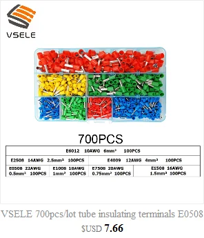 VSELE 2000 шт./кор. труба изоляционные терминалы E0508 E7508 E1008 E1508 E2508 E4009 E6012 E1012 провода обжимных клемм соединитель