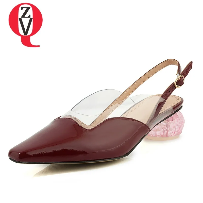 

ZVQ shoes woman 2019 summer new fashion buckle patent leather women sandals outside med strage stye three colors ladies shoes