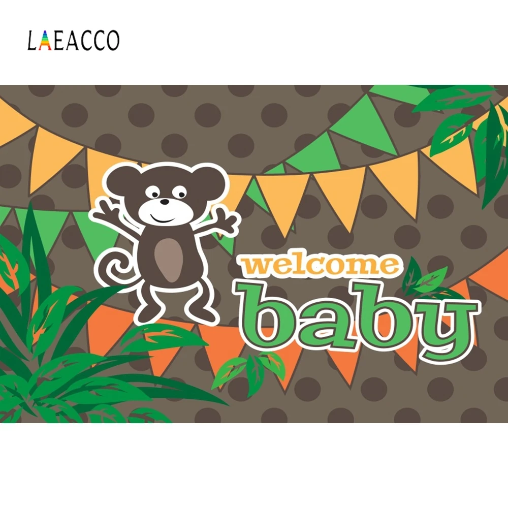 

Laeacco Cartoon Animals Monkey Baby Show Portrait Photography Background Customized Photographic Backdrops for Photo Studio