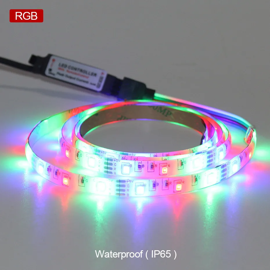 0,5 м 1 м 2 м 3 м 4 м 5 м водонепроницаемая светодиодная лента RGB светильник 3528SMD DC5V 60 светодиодов/м гибкая USB Светодиодная лента питания белый/теплый белый/RGB полоса