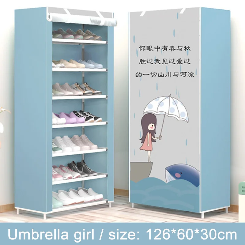Стиль шкаф для обуви 8-слой 7-сетка нетканых материалов большой обувь стойки съемный для хранения обуви для домашней мебели - Цвет: Umbrella girl