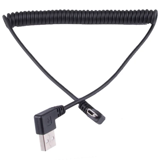 USB 2.0 Male to MINI USB 2.0 Male 90 Degree Angle Retractable Data Charging Cable for MP3 MP4 Car Camera 40CM to 150cm 5ft
