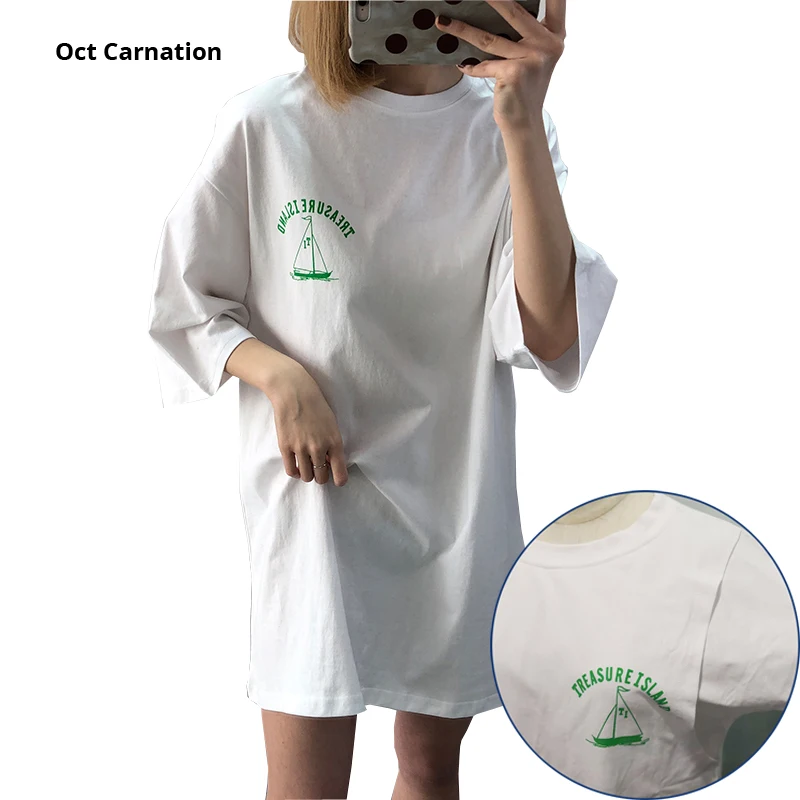 

White 100 Cotton Maternity Long Tee Loose Casual Short Sleeve Breastfeeding T shirt Dress 3773