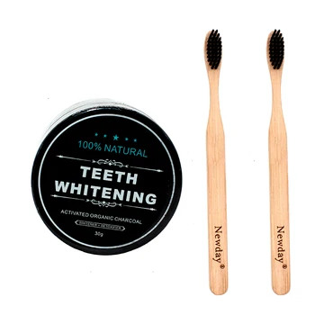 

Teeth Whitening Powder Set 2 Pcs Bamboo Toothbrush Charcoal Toothpaste Whitening Tooth Powder Toothbrush Oral Hygiene
