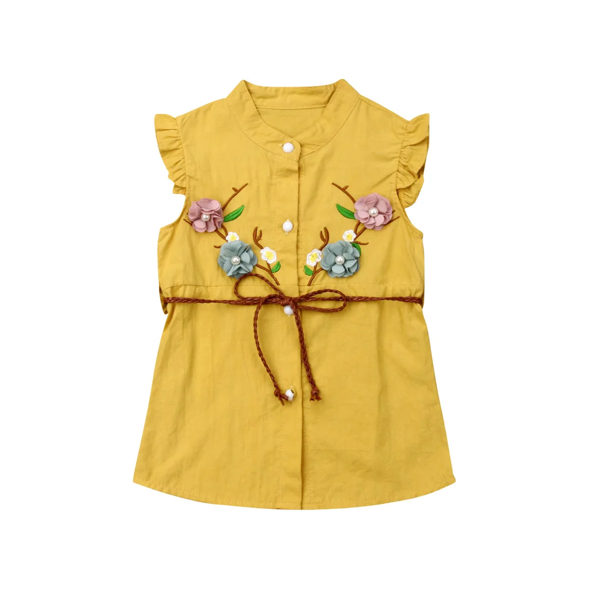 

New Toddler Baby Girls Embroidery Dress Sleeveless Flower Dress Party Pageant Princess Dress