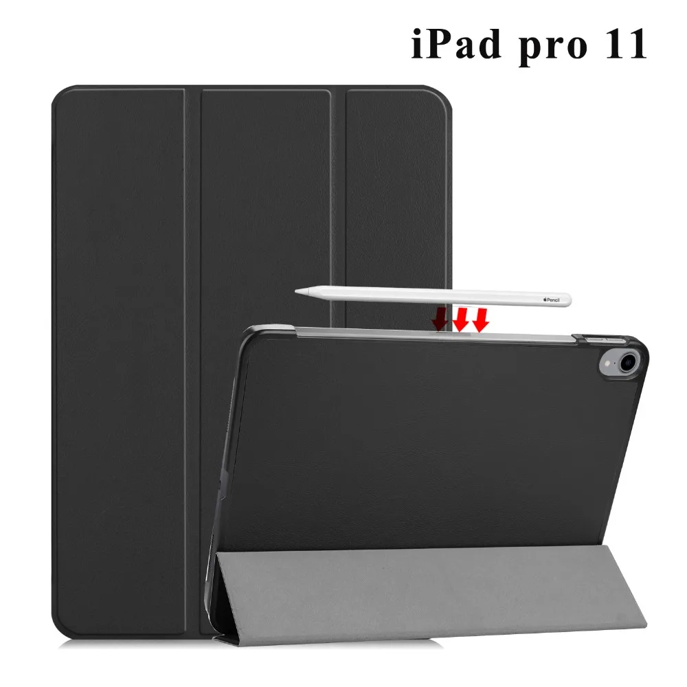 

2018 Newest Case for ipad pro 11 2018 A2013 A1980 High Quality PU Leather Stand Case with Suck Pen Auto Sleep/ Wake Function