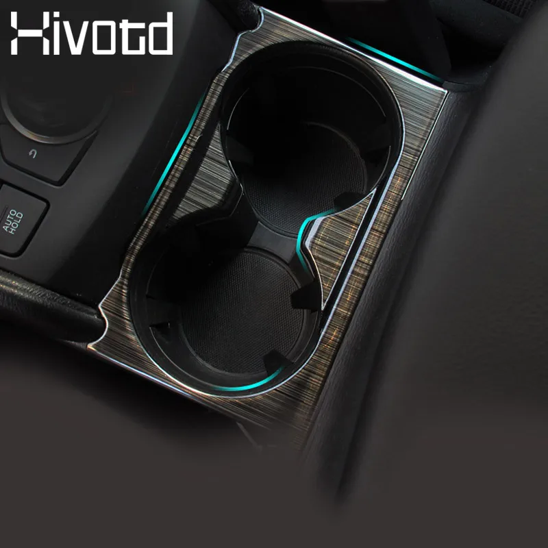 

Hivotd For Mazda CX-5 CX5 2017 2018 2019 car front drain cup holder trim cup hole cover car stainless steel interior Mouldings