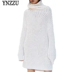 Однотонные вязаные водолазки теплый свитер Для женщин длинные Повседневное белый пуловер 2018 осень-зима Для женщин свитера и пуловеры T472