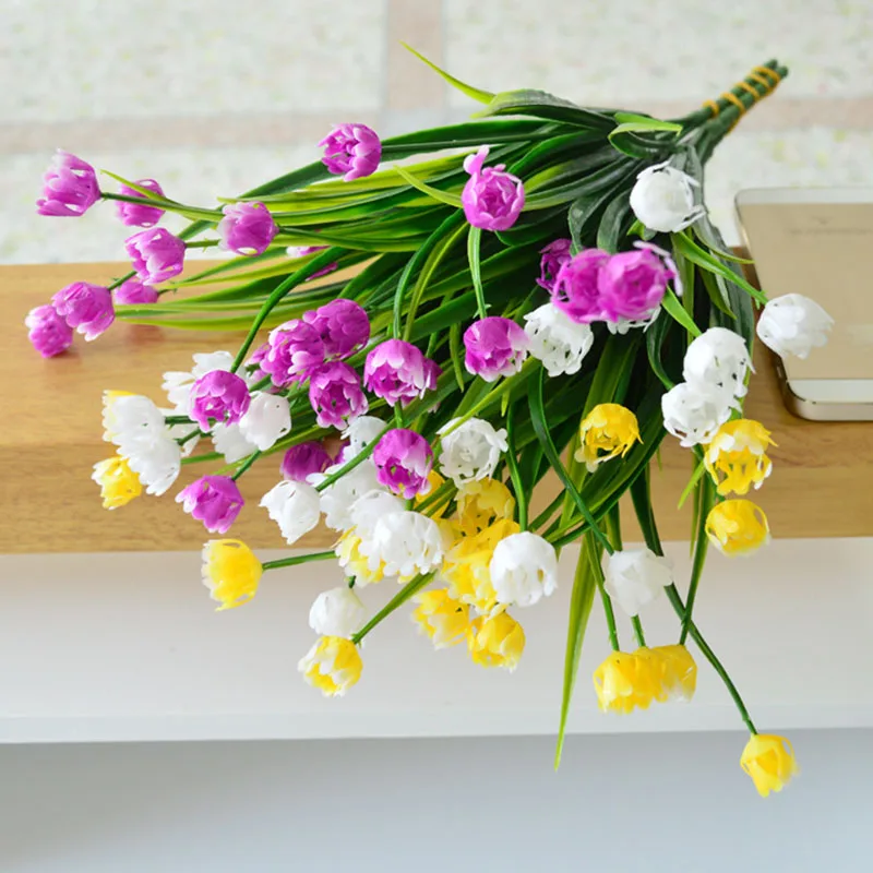 Flone Artificial Plastic Fake Flowers 35cm Small Flower Bouquet Tulip Home Living room Warm Decoration Garden | Дом и сад