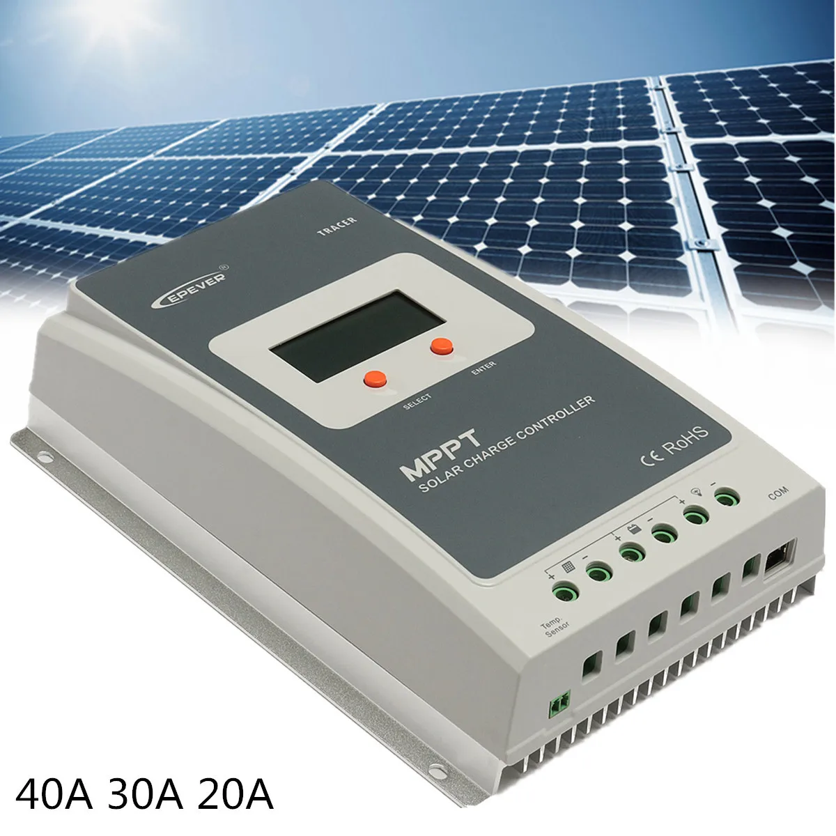 

12/24V MPPT RS-485 Regulator 40/30/20A Solar Charge Controller with MT50 Black Remote Meter LCD Panel Display Design Ultra-fast
