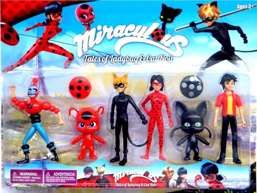 

Hot 6pcs/lot Miraculous: Tales of Ladybug & Cat Noir Adrien Marinette Plagg Tikki PVC Figure Toy