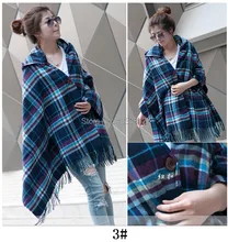 Women Scarf cape dual-use ultra long cape female autumn fashion air conditioning poncho plaid wool thick cloak scarves for Lady