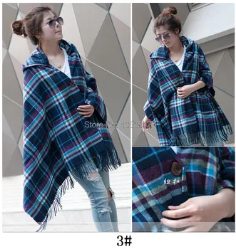 

Women Scarf cape dual-use ultra long cape female autumn fashion air conditioning poncho plaid wool thick cloak scarves for Lady