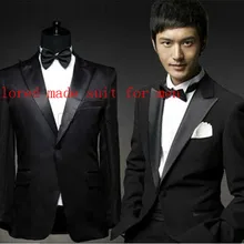 Новое поступление, индивидуальный заказ, одна кнопка, черный свадебный костюм смокинги друзей жениха, Свадебные Мужские костюмы в деловом стиле(куртка+ брюки+ галстук