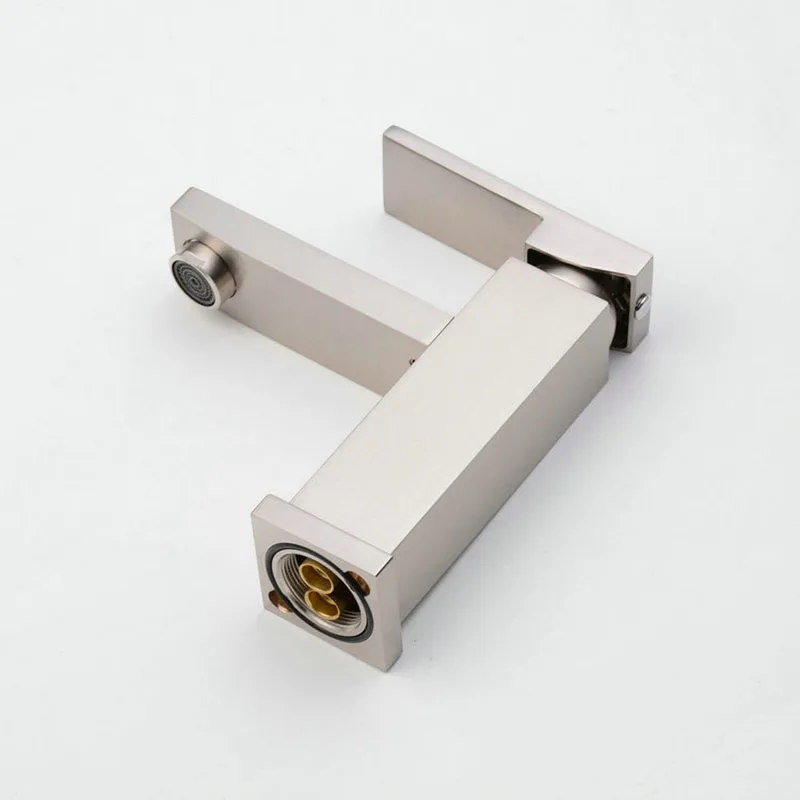 SRJ Bathroom Wash Basin Faucet Waterfall Tap Cold And Hot Water Tap Single Handle Brushed Wash Basin Sink Faucet Brass Tap SRJ Bathroom Wash Basin Faucet Waterfall Tap Cold And Hot Water Tap Single Handle Brushed Wash Basin Sink Faucet Brass Tap