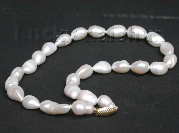 

shipping>>> >>>natural 17" 17mm bracelet white pearls necklace 14K gold clasp j8726 5.25