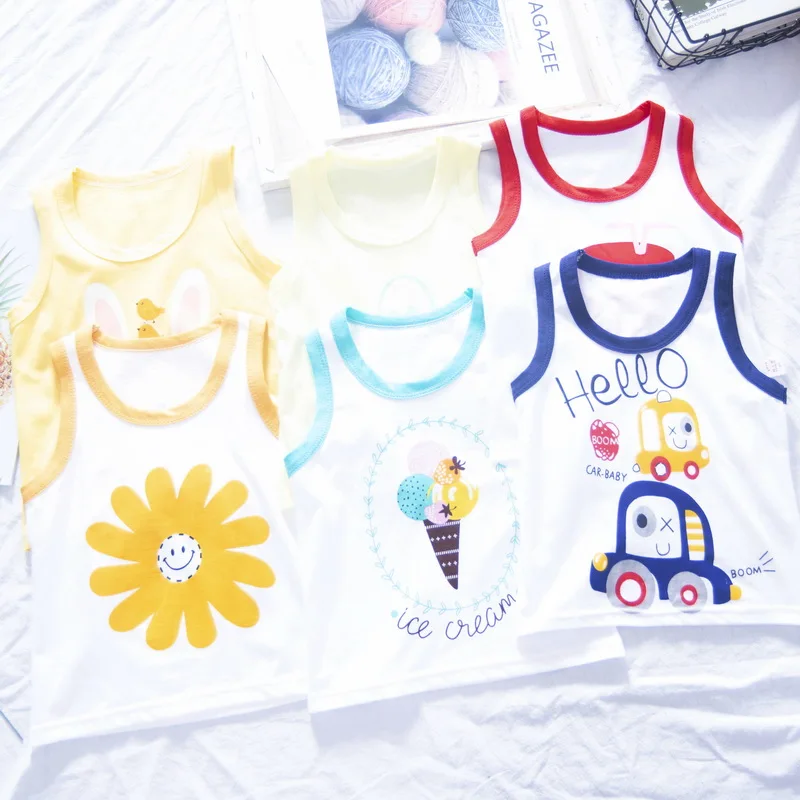 

2019 Baby Boys and Girls Sleeveless Clothes Kids Summer tshirt 6M to 5T 100% Cotton Sleeveless Clothing for Infant