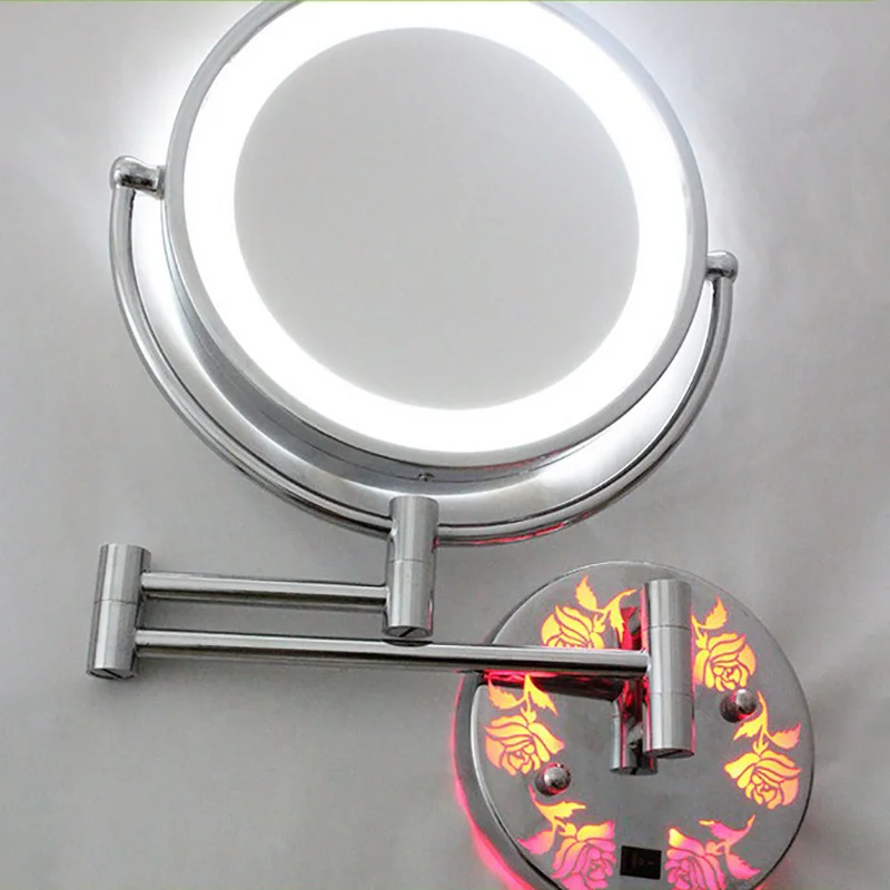 Косметическое зеркало для макияжа с светильник светодиодный 5X 7X 10X увеличение телескопические расширения 2-лицевая сторона Ванная комната настенное косметическое зеркало