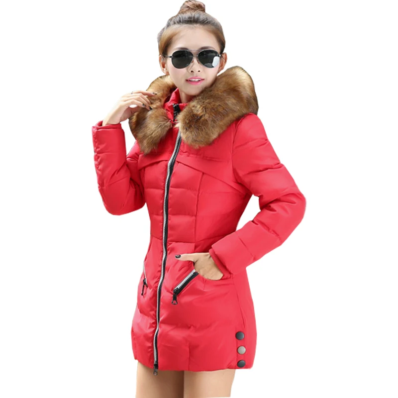 

2019 Winter Warm Coat Women New Korean Slim Woolen Coats Long Jackets Female Collar Padded Jacket Ladies Vestidos RLD003