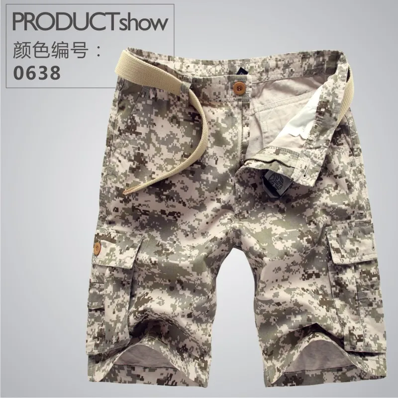 

New Arrival Loose Mid Pockets Overalls 2019 Men Military Fitness Bermuda Wave Male Knee Length Camouflage Cargo Shorts