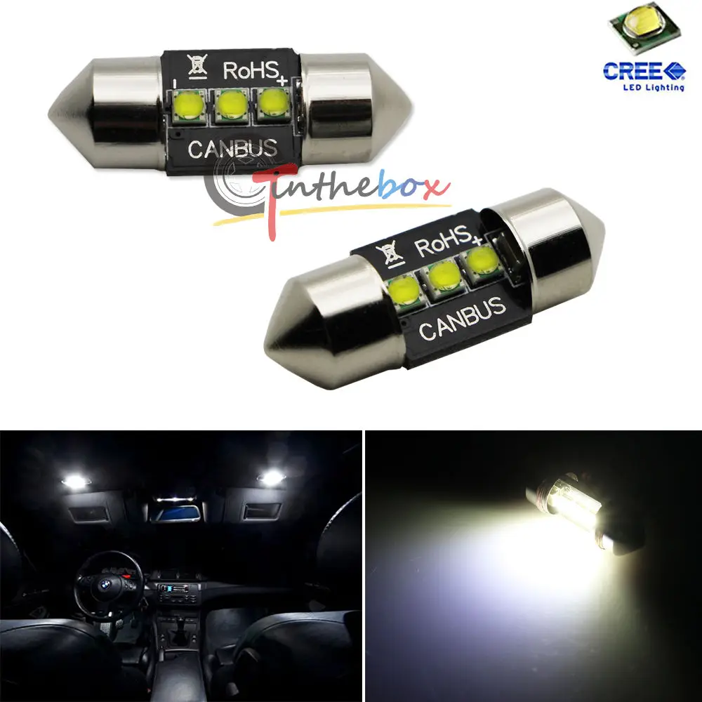 

2PCS CAN-bus White High Power 3-CR'EE 1.10" 28mm Festoon LED Bulbs DE3175 DE3021