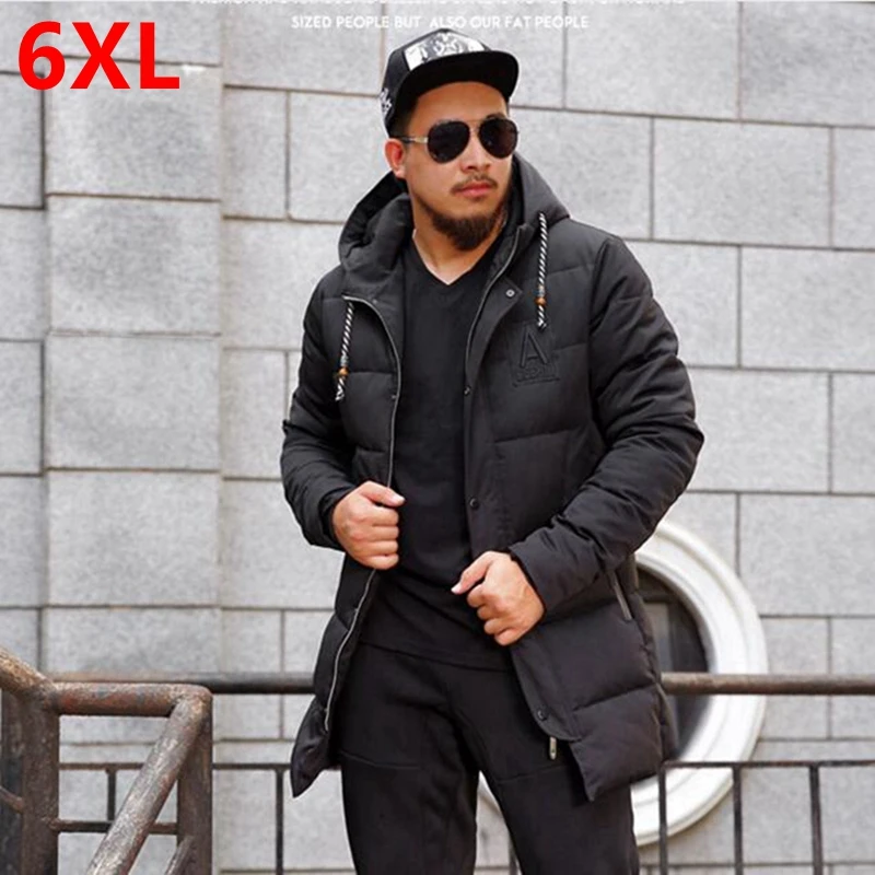 Winter fat XL young men in the long coat thick loose warm jacket fat male coat Male winter coat 6XL