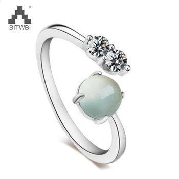 

100% 925 Sterling Silve Pink Crystal Rose Quartz Prehnite Round Open Ring for Women Wedding Engagement Ring