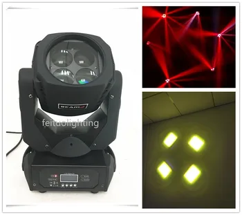 

free shipping 10pcs/lot Guangzhou Mini Lumiere 4x25w Beam Lyre Wash Moving Head Light Rotation Len Effect Show Disco DJ Lighting