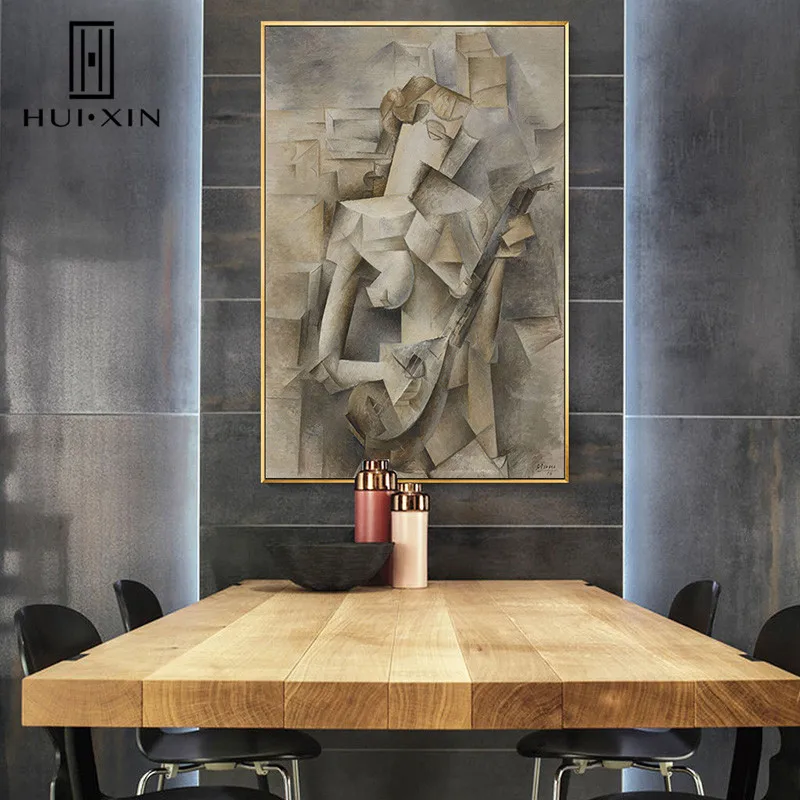 

Abstract Impressive Visual Impact Statue-like Painting Lonely Woman Playing Music Classic Color Use HD Oil Printing Mural Decor