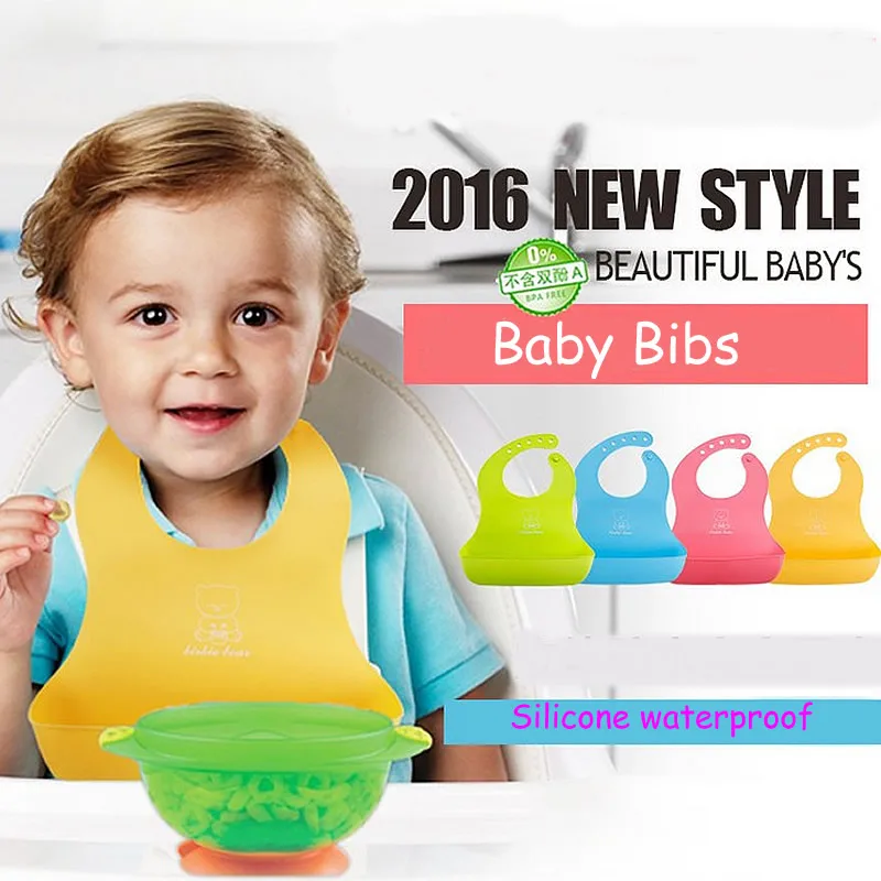 Baby Bibs Silicone Waterproof Lunch Bibs Boys Girls Infants Cartoon