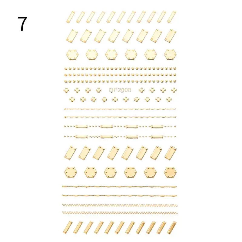 Золотой Серебряный 3D стикер для ногтей металлическая лента многоразмерная клейкая полоска линии Сделай Сам фольга Советы Маникюр дизайн ногтей наклейки - Цвет: Pattern-27